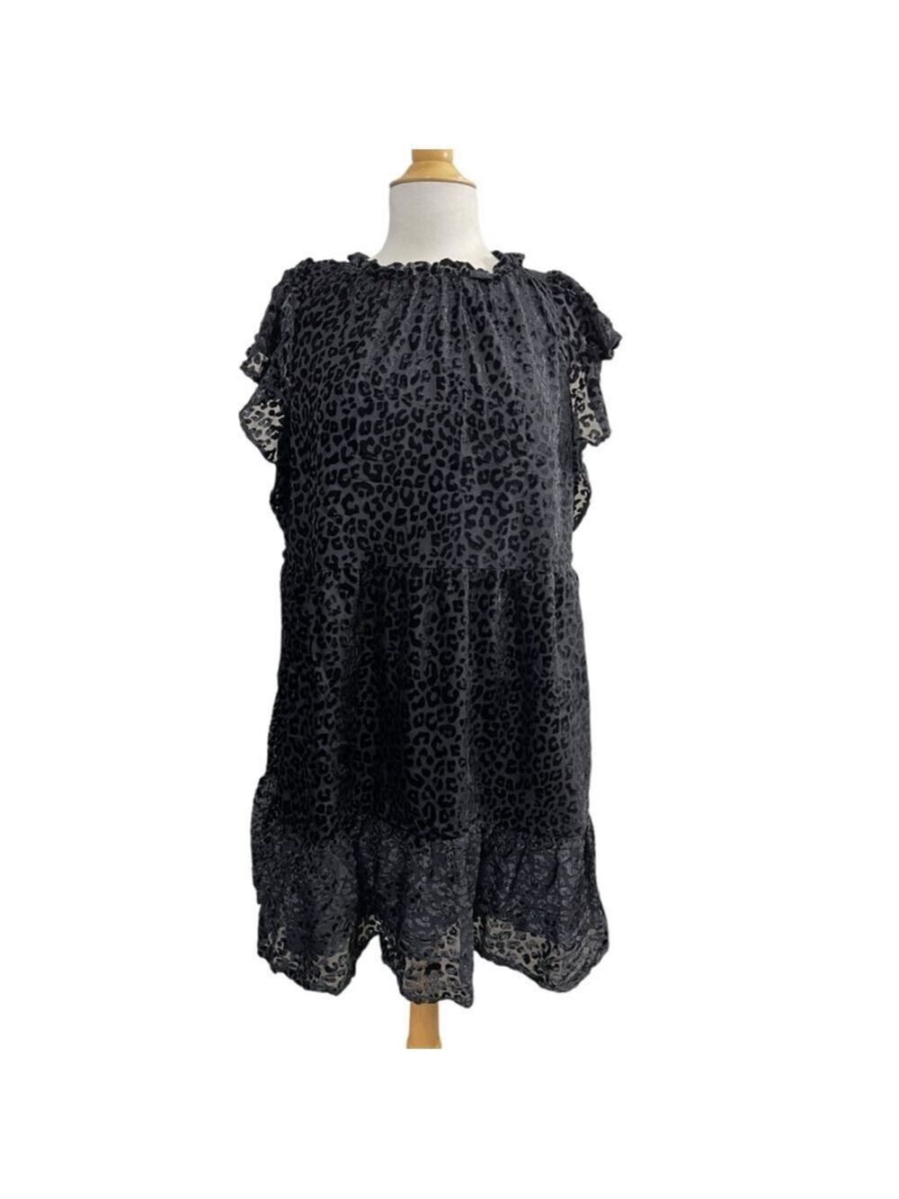 Women's Loft Black Leopard Print Dress Size L